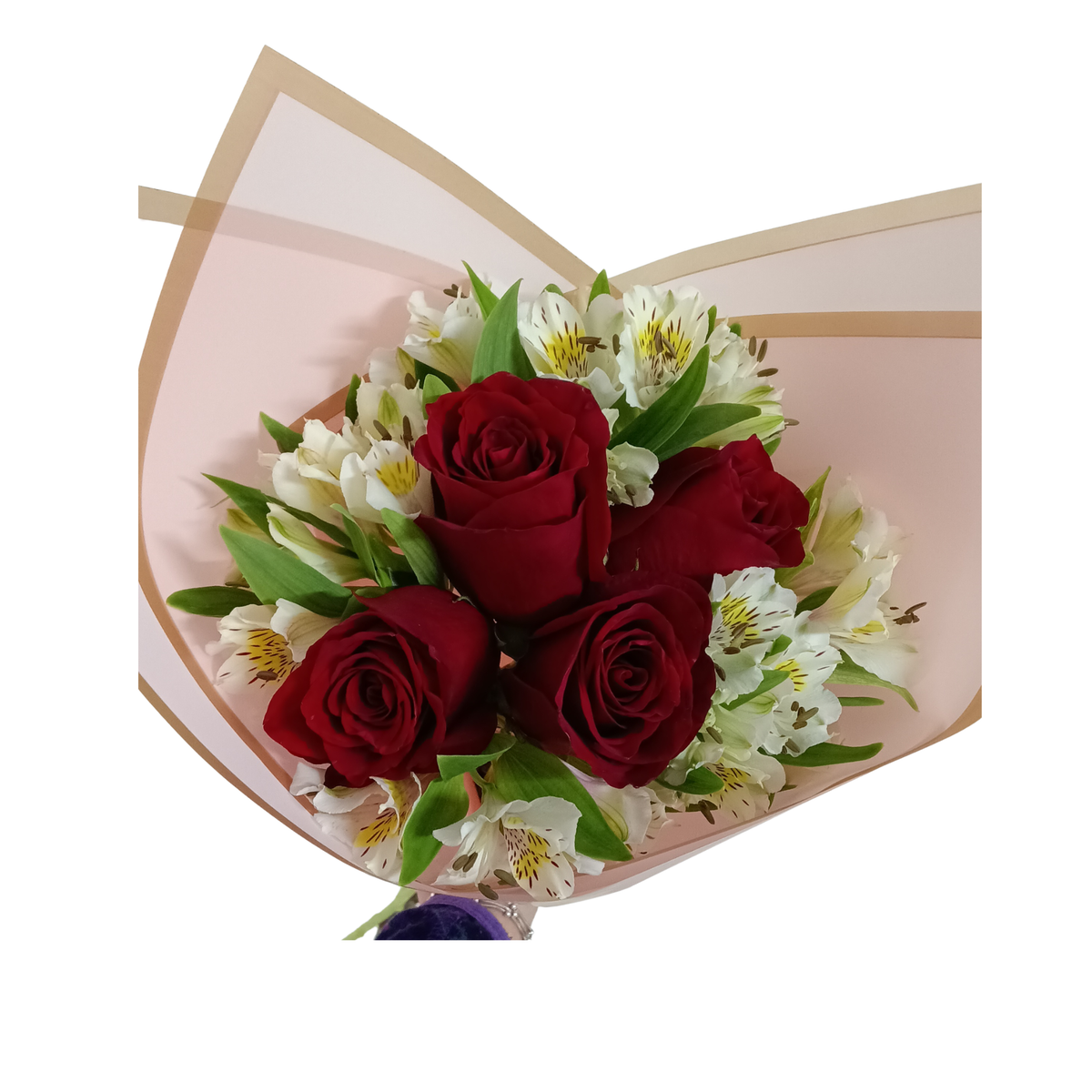 Ramo de rosas y alstromerias