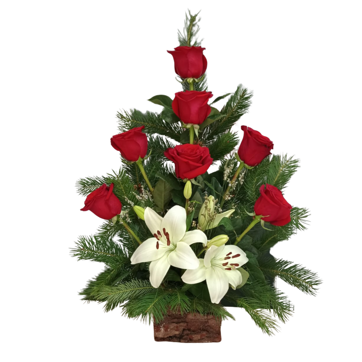 Arreglo 7 rosas y lilums