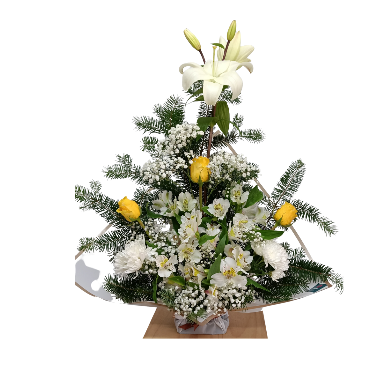 Arreglo de condolencias toque amarillo